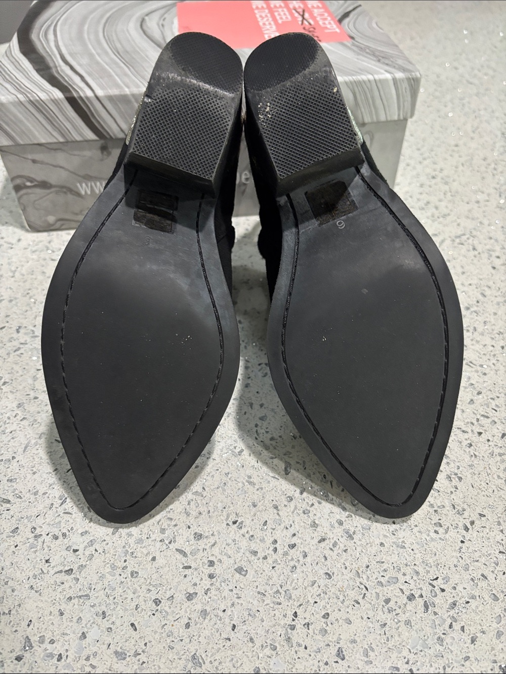Jeffrey Campbell Cromwell Black Distressed Suede Pointed Toe Western Ankle Boots - Picture 5 of 8